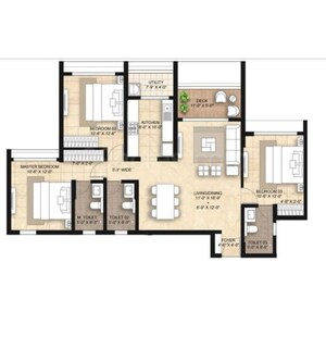 Floor Plan in 3 BHK Apartment at Lodha Giardino, Kharadi – for Sale