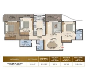 Floor Plan in 3 BHK Apartment at Tata Varnam, Devanahalli – for Sale