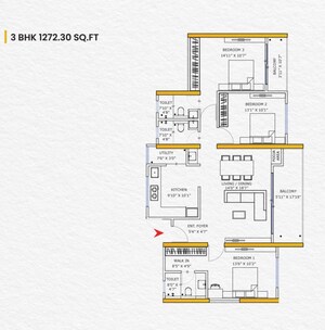 Floor Plan in 3 BHK Apartment at Vishnu Crown, Chinchwad – for Sale