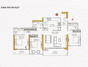 Floor Plan in 3 BHK Apartment at Vishnu Crown, Chinchwad – for Sale