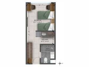 Floor Plan in Studio Apartment at Blue Pearl 133 Orange Tree, Sus – for Sale