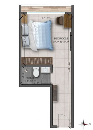 Floor Plan in Studio Apartment at Blue Pearl 133 Orange Tree, Sus – for Sale