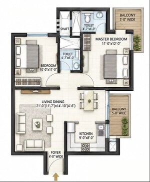 Floor Plan in 2 BHK Apartment at Alpha 1 RWA, Alpha 1 Greater Noida – for Sale