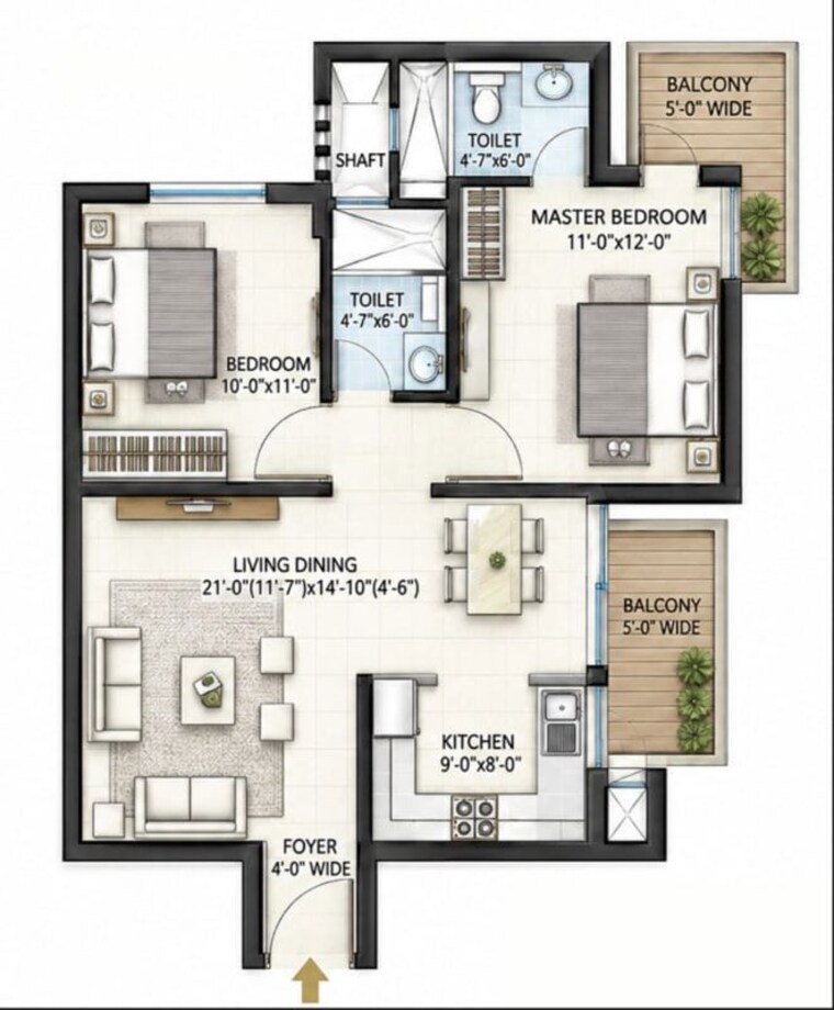 Floor Plan, alpha-1-rwa 2 Bedroom 1270 Sq.Ft. Apartment In Alpha 1 Greater Noida Greater Noida 10776828
