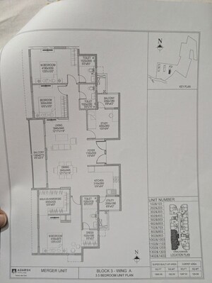Floor Plan in 3.5 BHK Apartment at Adarsh Parkland, Panathur – for Sale
