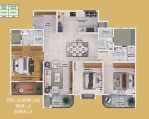 Floor Plan in 3 BHK Apartment at Sattva Vasanta Skye, Devanahalli – for Sale