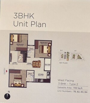Floor Plan in 3 BHK Apartment at Sowparnika Indradhanush, Hoskote – for Sale