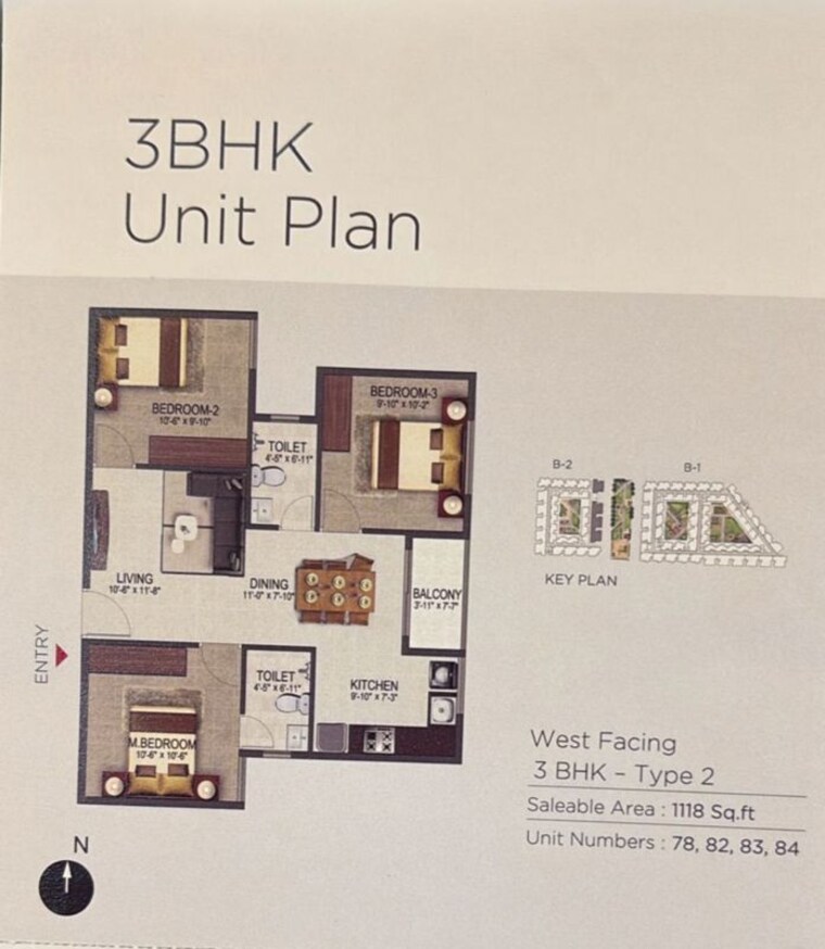 Floor Plan, sowparnika-indradhanush 3 Bedroom 1110 Sq.Ft. Apartment In Hoskote Bangalore 10775654