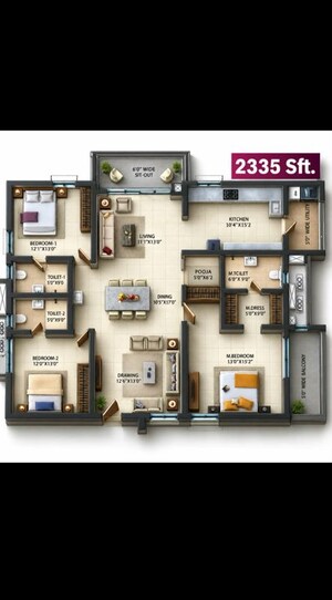 3 BHK Apartment For Sale in Rajapushpa Provincia, Narsingi