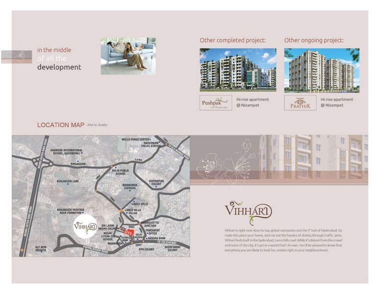 Map Location, vazhraa-vihhari 2 Bedroom 1260 Sq.Ft. Apartment In Manikonda Hyderabad 10779499