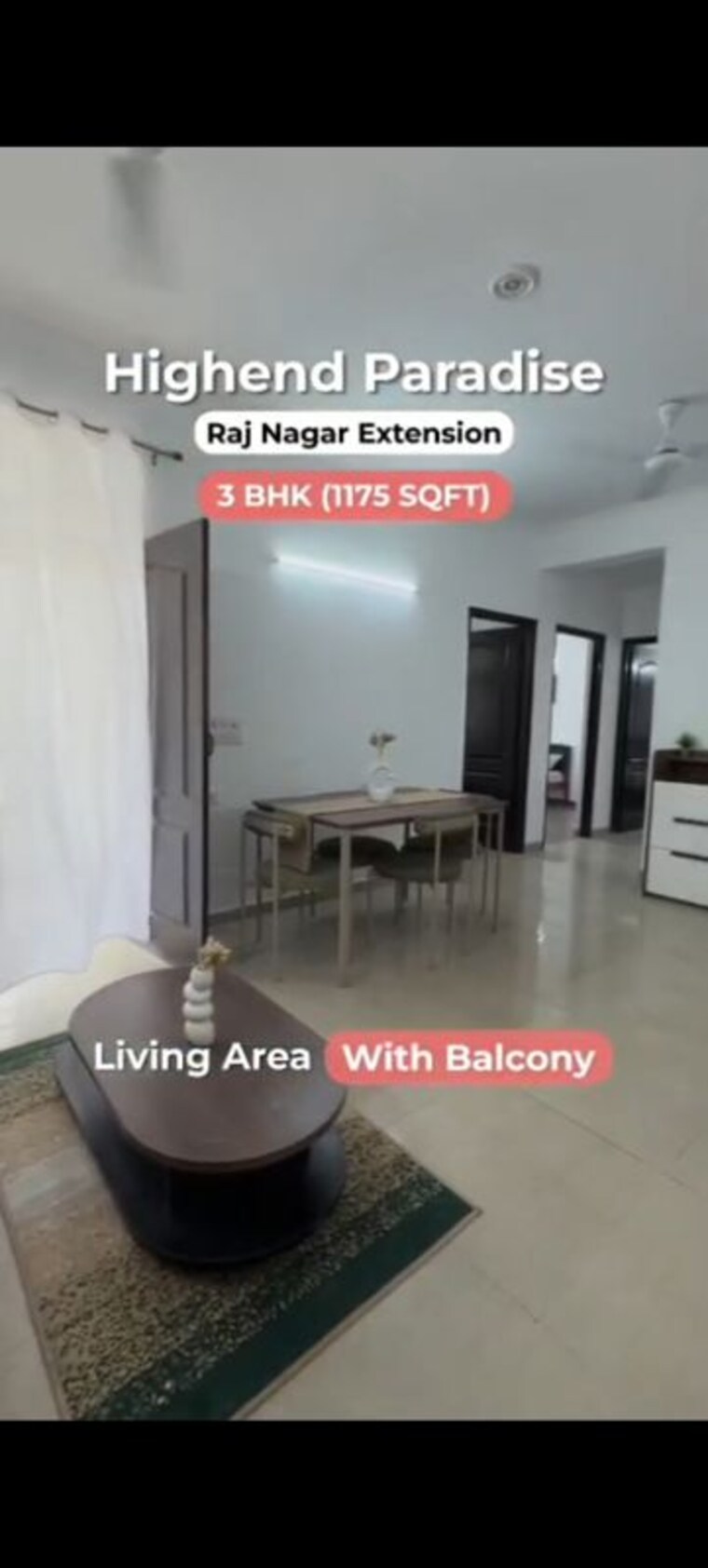 Living Room, high-end-paradise-ii 3 Bedroom 1175 Sq.Ft. Apartment In Raj Nagar Extension Ghaziabad 10780107