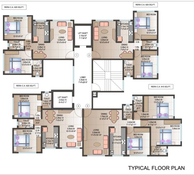 Floor Plan, shimpoli 3 Bedroom 915 Sq.Ft. Apartment In Shimpoli Mumbai 10767090