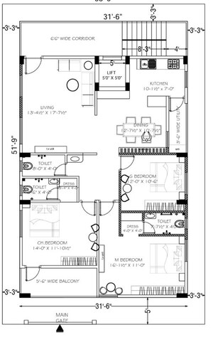 Floor Plan in 3 BHK Apartment at Bhoomatha Raj Residency, Sriharipuram – for Sale