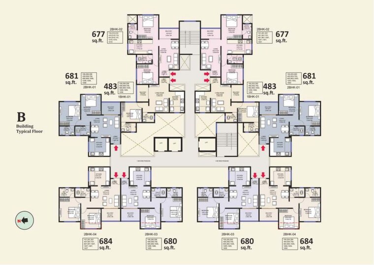 Floor Plan, spectrum-ba-swadesha 2 Bedroom 680 Sq.Ft. Apartment In Moshi Pune 10781941