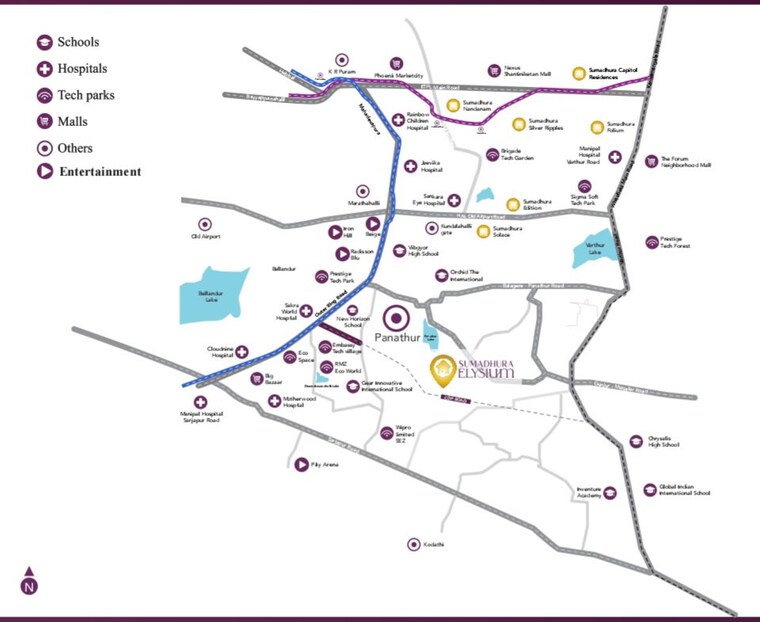 Map Location, sumadhura-elysium 3 Bedroom 1850 Sq.Ft. Apartment In Panathur Bangalore 10780785
