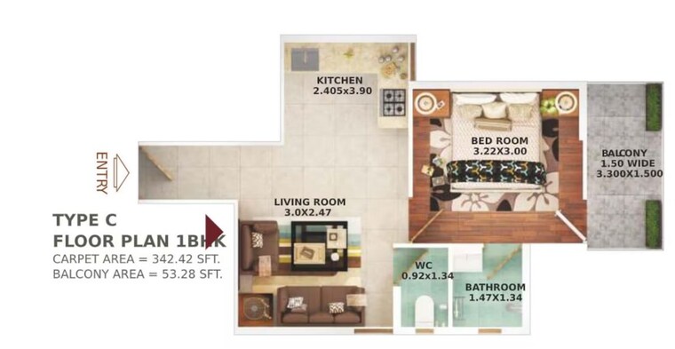 Floor Plan, pyramid-infinity 1 Bedroom 368 Sq.Ft. Apartment In Sector 70 Gurgaon 10782047