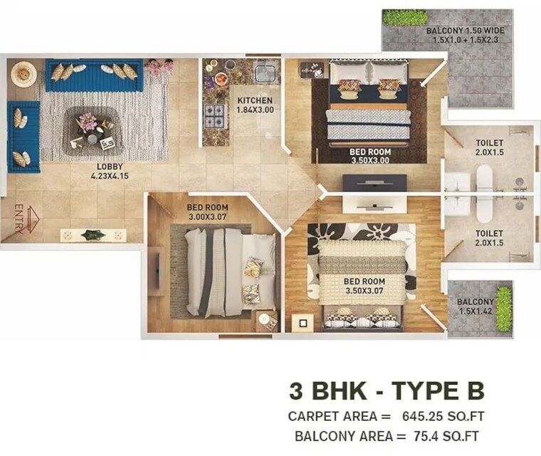 Floor Plan, pyramid-infinity 3 Bedroom 720 Sq.Ft. Apartment In Sector 70 Gurgaon 10782059