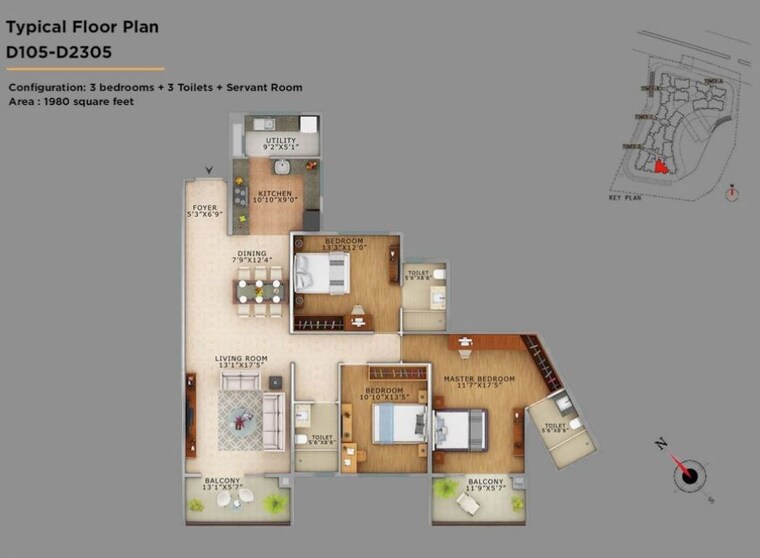 Floor Plan, vaswani-exquisite 3 Bedroom 1890 Sq.Ft. Apartment In Whitefield Bangalore 10782212