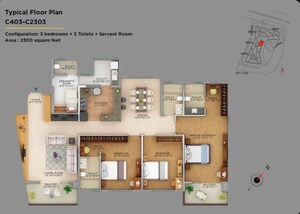 Floor Plan in 3 BHK Apartment at Vaswani Exquisite, Whitefield – for Sale