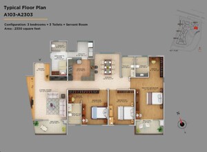Floor Plan in 3 BHK Apartment at Vaswani Exquisite, Whitefield – for Sale