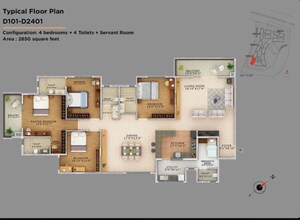 Floor Plan in 3 BHK Apartment at Vaswani Exquisite, Whitefield – for Sale