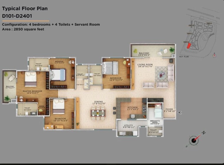Floor Plan, vaswani-exquisite 3 Bedroom 1890 Sq.Ft. Apartment In Whitefield Bangalore 10782212