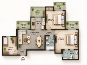 Floor Plan in 2 BHK Apartment at Stellar Jeevan, Sector 1 Greater Noida – for Sale