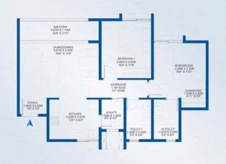 Floor Plan, godrej-park-retreat 3 Bedroom 1700 Sq.Ft. Apartment In Sarjapur Road Bangalore 10777366