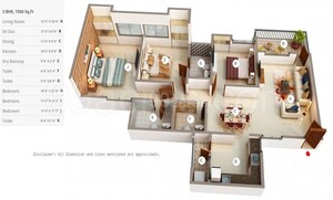 Floor Plan in 3 BHK Apartment at Nyati Empire, Kharadi – for Sale