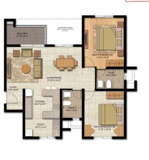 Floor Plan in 3 BHK Apartment at Brigade Lakefront Crimson, Whitefield – for Sale