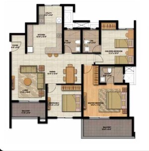 Floor Plan in 3 BHK Apartment at Brigade Lakefront Crimson, Whitefield – for Sale
