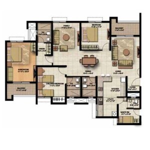 Floor Plan in 3 BHK Apartment at Brigade Lakefront Crimson, Whitefield – for Sale