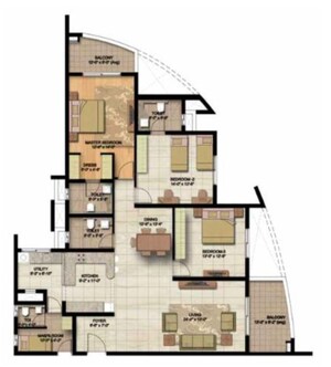 Floor Plan in 3 BHK Apartment at Brigade Lakefront Crimson, Whitefield – for Sale