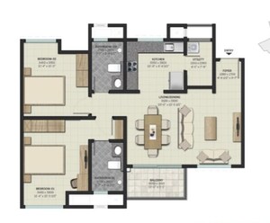 Floor Plan in 3 BHK Apartment at Sobha Lake Garden, Kr Puram – for Sale