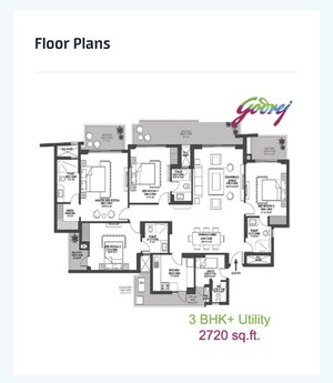 Floor Plan in 3 BHK Apartment at Godrej Meridien, Sector 106 – for Sale