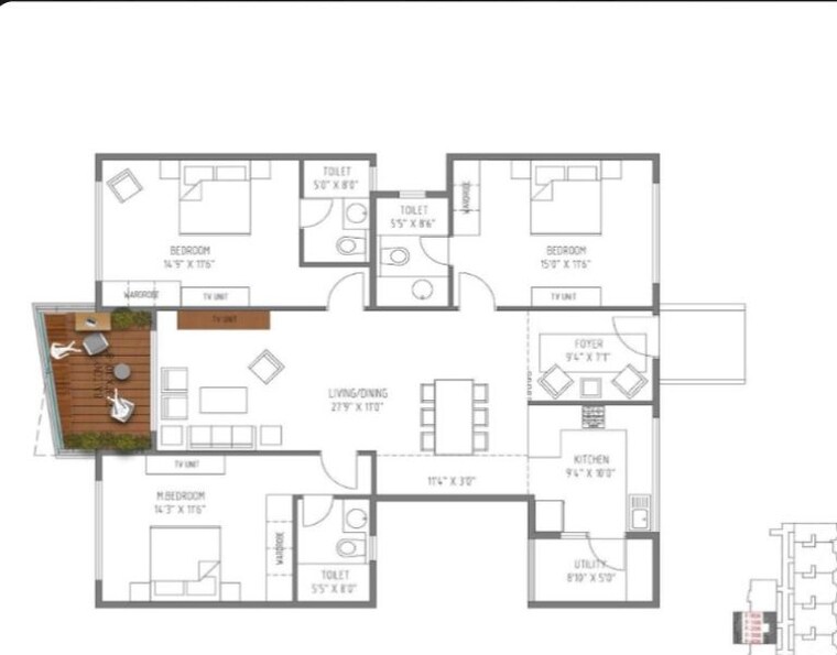 Floor Plan, jrc-wild-woods 3 Bedroom 2100 Sq.Ft. Apartment In Sarjapur Road Bangalore 10777401