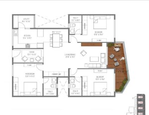 Floor Plan in 3 BHK Apartment at JRC Wild Woods, Sarjapur Road – for Sale