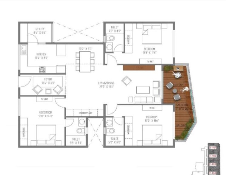 Floor Plan, jrc-wild-woods 3 Bedroom 2100 Sq.Ft. Apartment In Sarjapur Road Bangalore 10777401
