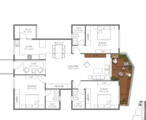 Floor Plan in 3 BHK Apartment at JRC Wild Woods, Sarjapur Road – for Sale