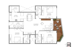 Floor Plan in 3 BHK Apartment at JRC Wild Woods, Sarjapur Road – for Sale