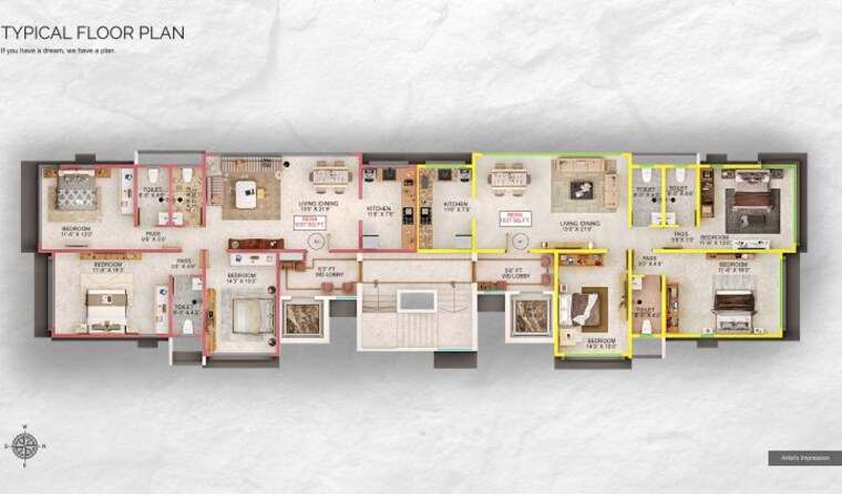 Master Plan, modispaces-nile 3 Bedroom 1037 Sq.Ft. Apartment In Borivali West Mumbai 10782510