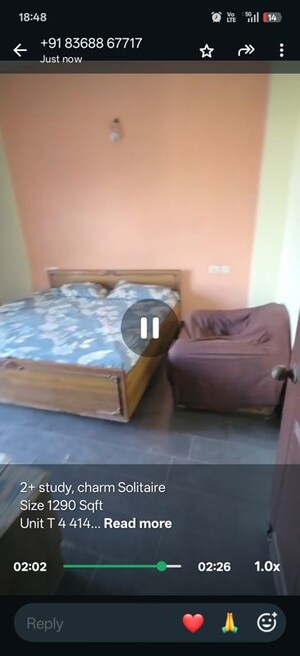 Bedroom in 2.5 BHK Apartment at Charms Solitaire Ghaziabad, Ahinsa Khand 2 – for Sale