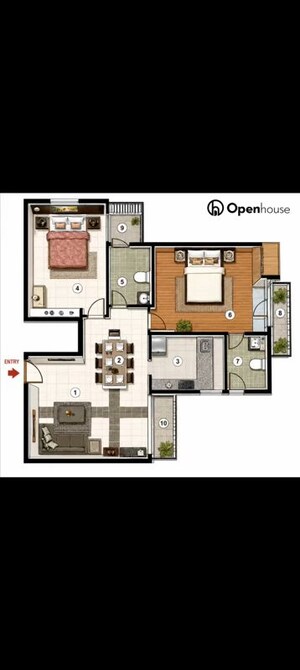 Floor Plan in 2 BHK Apartment at Proview Officer City 2, Raj Nagar Extension – for Sale