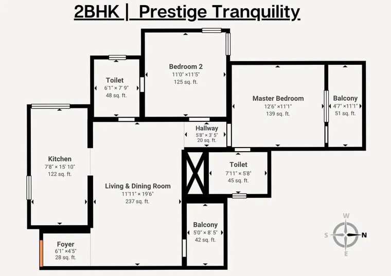 Floor Plan, mana-candela 2 Bedroom 1052 Sq.Ft. Apartment In Sarjapur Road Bangalore 10786456