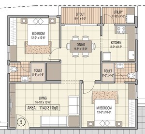 Floor Plan in 2 BHK Apartment at Shubh Enclave Bangalore, Harlur – for Sale