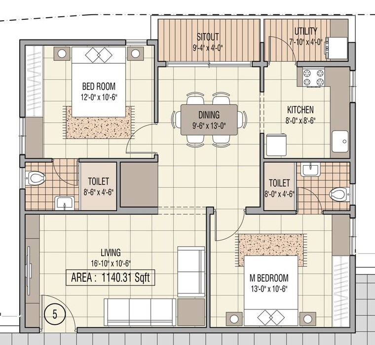 Floor Plan, shubh-enclave-bangalore 2 Bedroom 1140 Sq.Ft. Apartment In Harlur Bangalore 10787011
