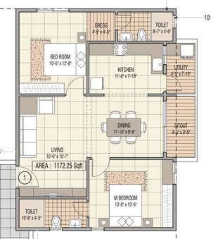 Floor Plan in 2 BHK Apartment at Shubh Enclave Bangalore, Harlur – for Sale