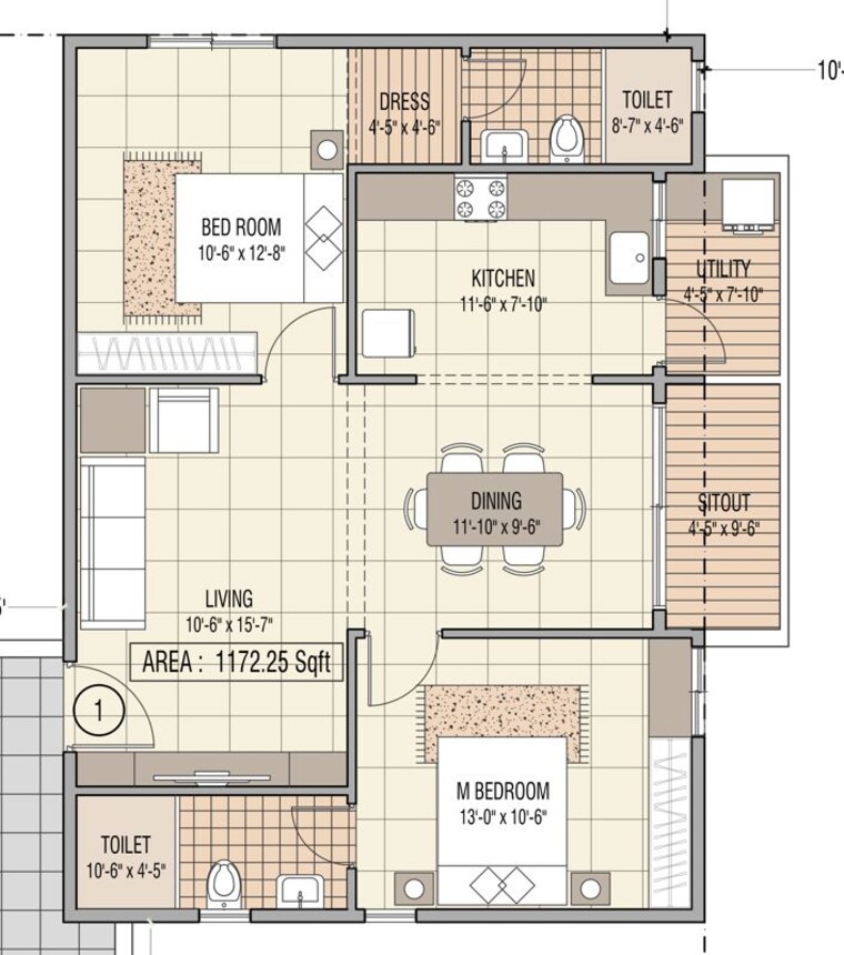 Floor Plan, shubh-enclave-bangalore 2 Bedroom 1140 Sq.Ft. Apartment In Harlur Bangalore 10787011