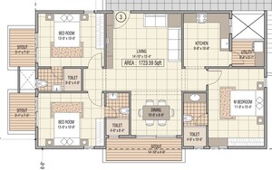 Floor Plan in 2 BHK Apartment at Shubh Enclave Bangalore, Harlur – for Sale