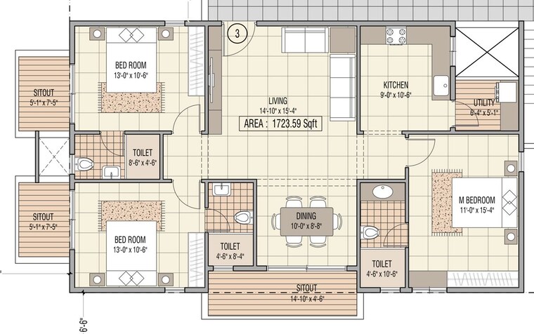 Floor Plan, shubh-enclave-bangalore 2 Bedroom 1140 Sq.Ft. Apartment In Harlur Bangalore 10787011